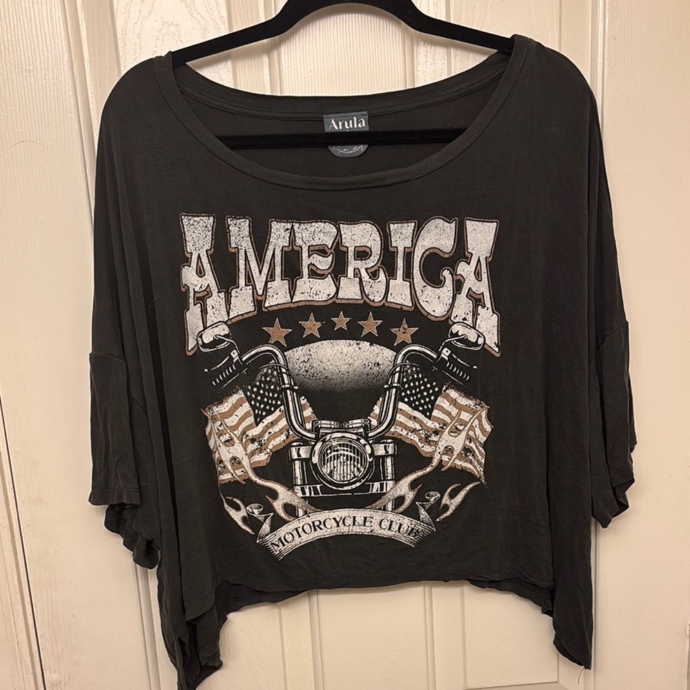 Arula Charcoal America Graphic Tee cropped
